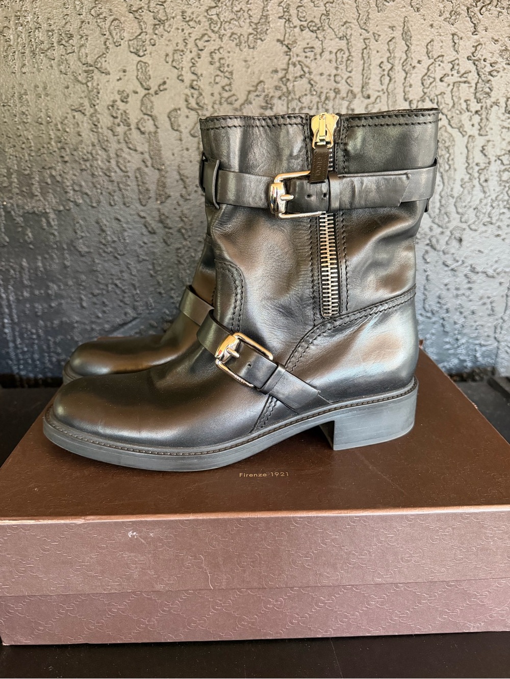 Gucci Leather Ankle Moto Boots